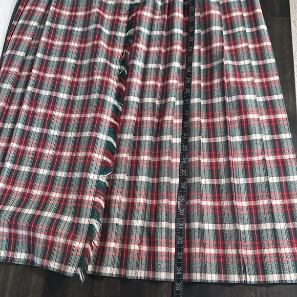 Susan Bristol Vintage Plaid Pleated Wrap Maxi Skirt English Holiday Size 10 - Picture 8 of 9
